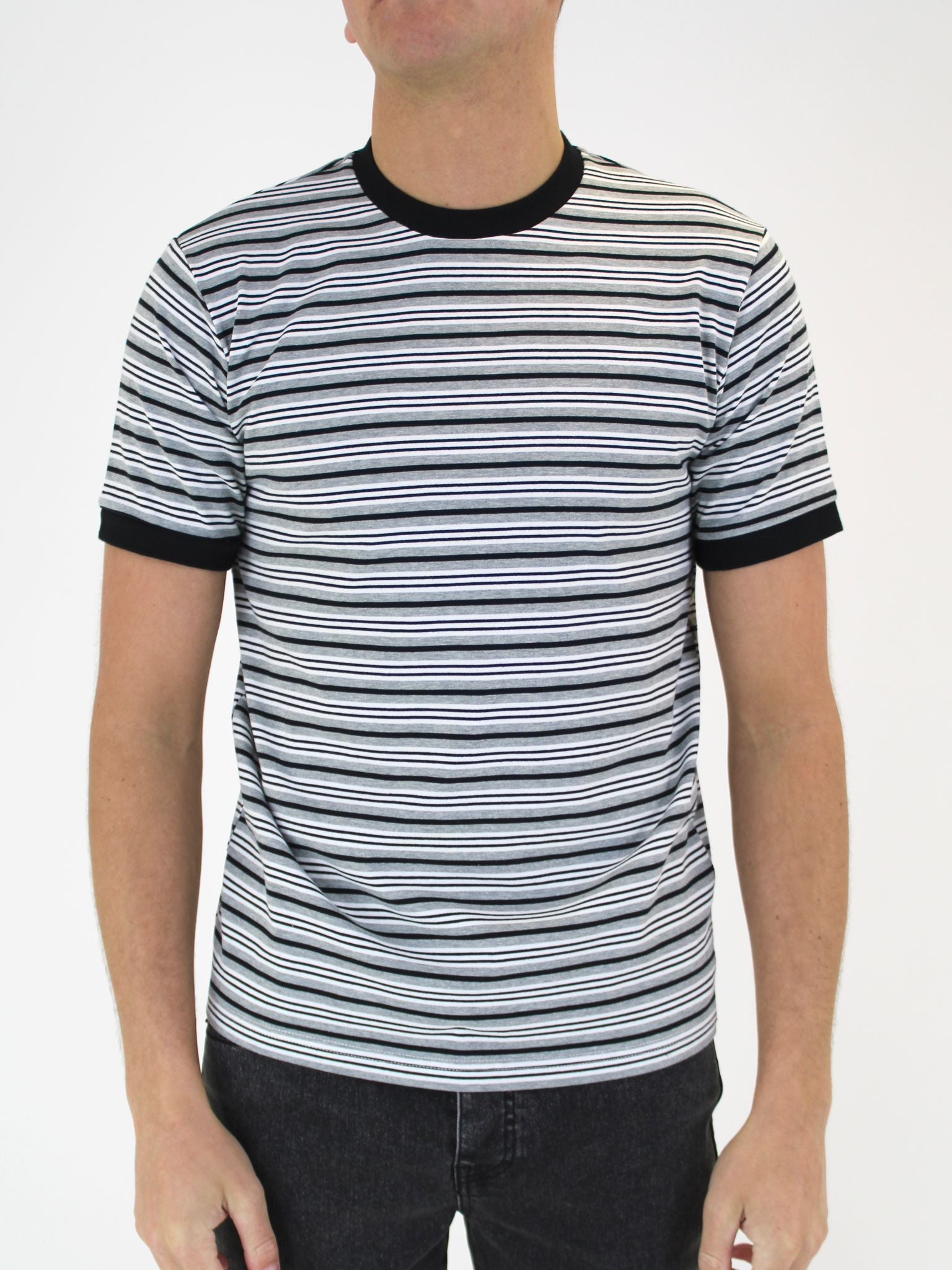 White Threads Striped T-Shirt - Grey/White